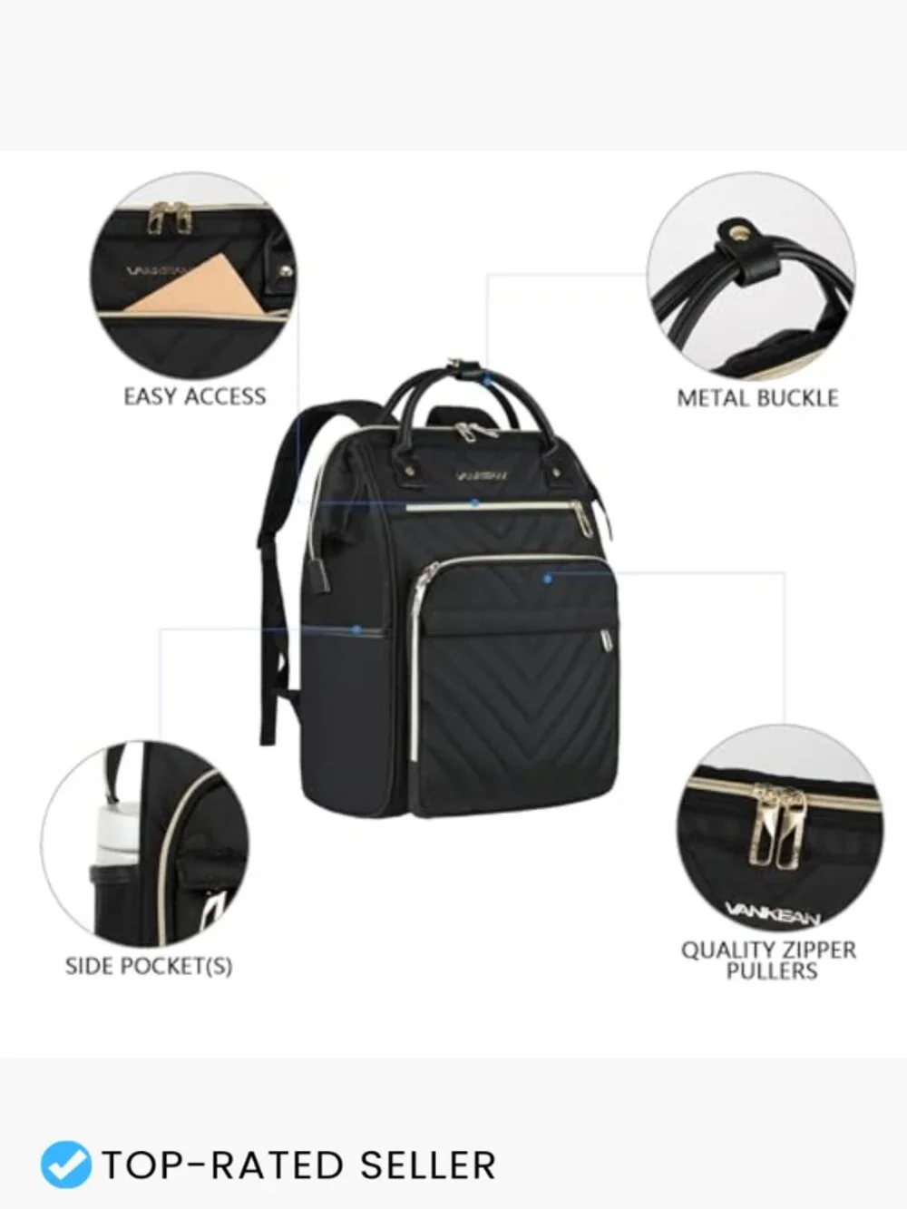 17 Inch Laptop Backpack Large Capacity Waterproof Nylon Travel Daypack Work Bag